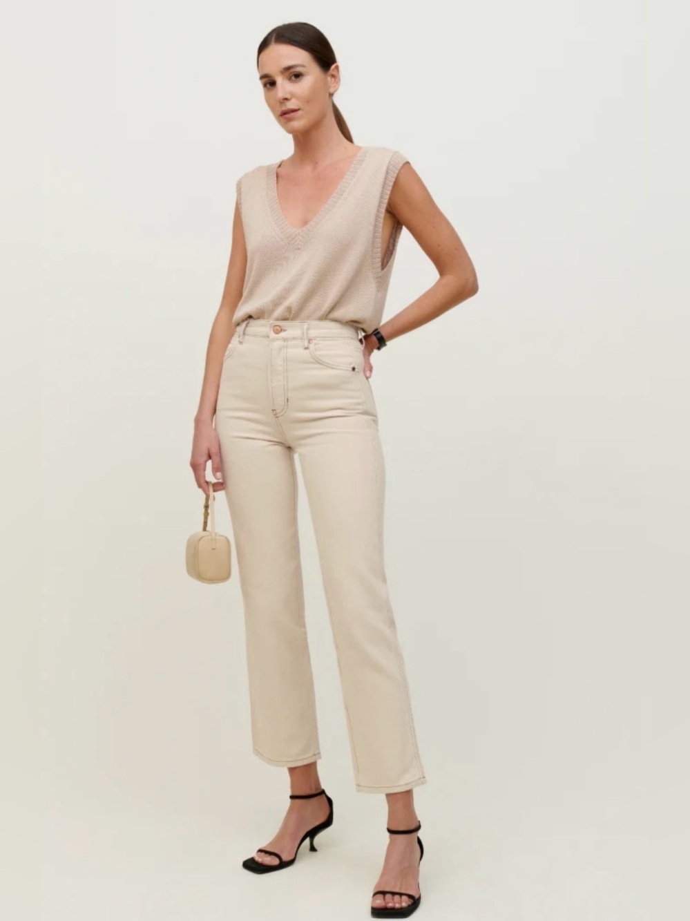 Reformation Cowboy High Rise Straight Jeans — Cream